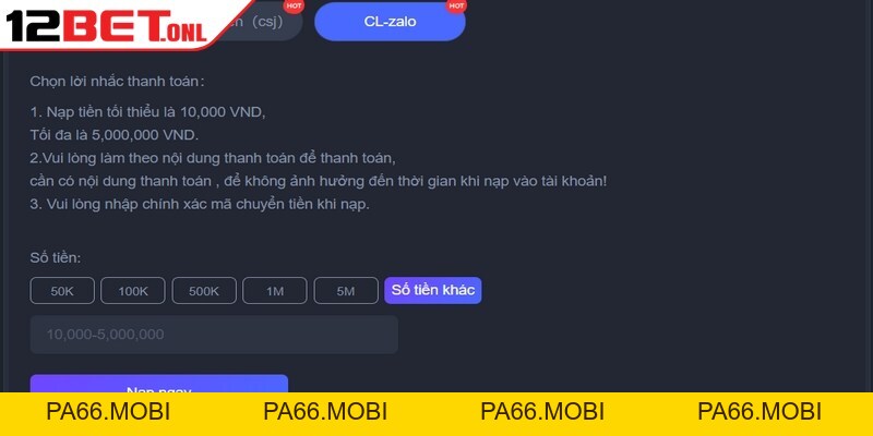 Nạp Tiền 12BET - Phương Thức Giao Dịch Nhanh Chóng